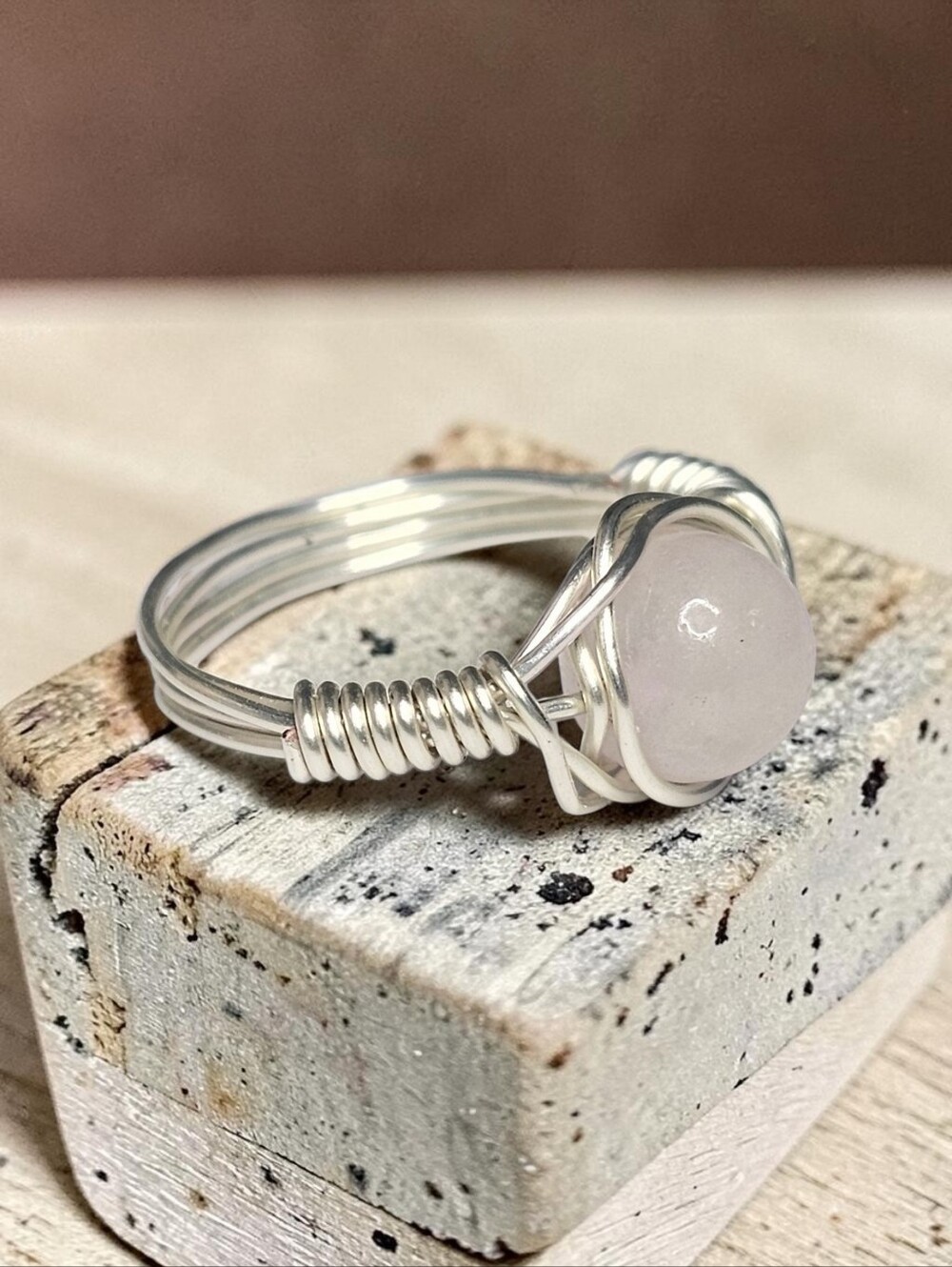 Goddess Of Love Aphrodite Rose Quartz Wire-Wrap Ring